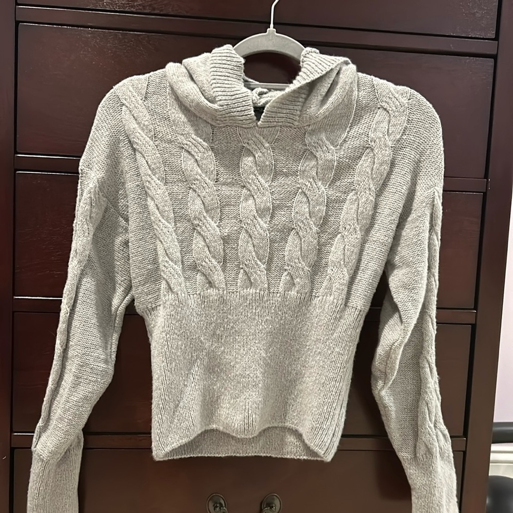 Hoodie sweater. In color gray, size xs.
